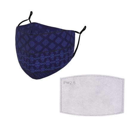 Cloth mask Motif with activated carbon filter dark blue