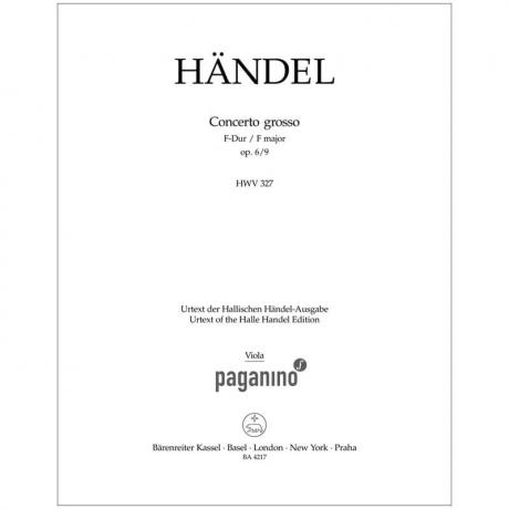 Händel, G. F.: Concerto grosso Op. 6/9 HWV 327 F-Dur – Stimmen viola