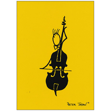Postcard Musician color Double bass player