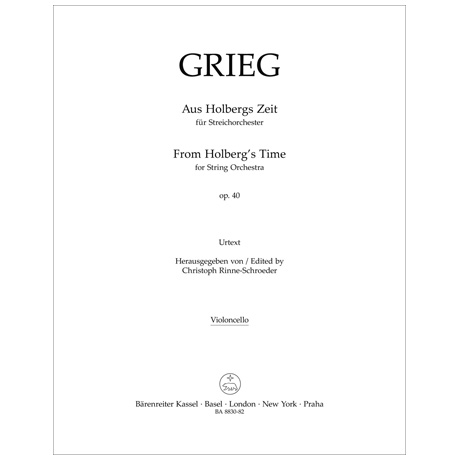 Grieg, E.: Aus Holbergs Zeit op. 40 - Einzelstimmen cello