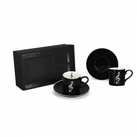 Espresso cups SET treble clef black