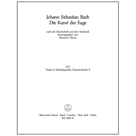 Bach, J. S.: Die Kunst der Fuge BWV 1080 – Violine 2 oder Viola da Gamba 2 