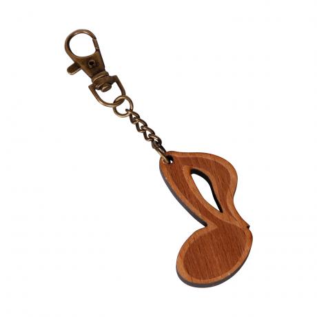 Keyring pendant wood eighth note