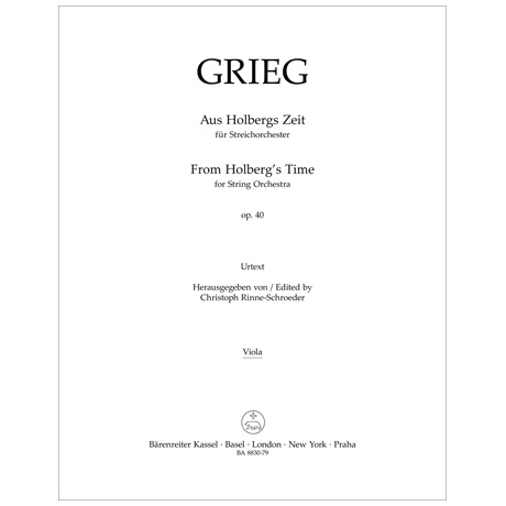 Grieg, E.: Aus Holbergs Zeit op. 40 - Einzelstimmen viola