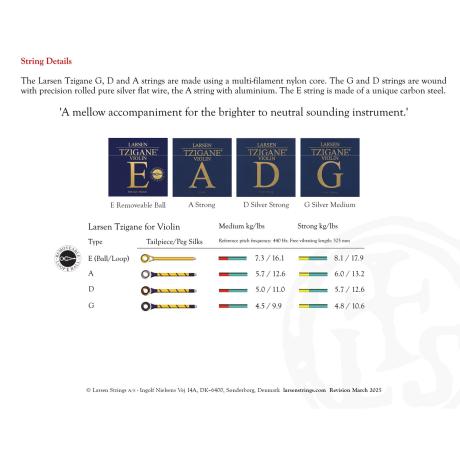 Violin Strings Chart