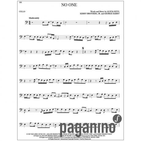101 Hit Songs for Cello - Rock & Pop - available at paganino.com