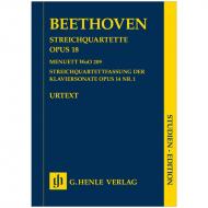 Beethoven, L. v.: Streichquartette Op. 18, Op. 18/1 1. Fassung, nach Op. 14/1 und Menuett WoO 209 