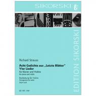 Strauss, R.: Acht Gedichte aus »Letzte Blätter« und Vier Lieder 
