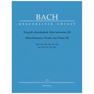Bach, J. S.: Einzeln überlieferte Klavierwerke III BWV 992, 993, 989, 963, 820, 823, 832, 833, 822, 998 